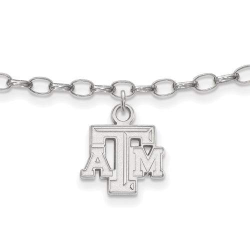 Sterling Silver 9in Texas A&M University Anklet