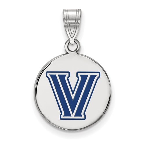 Villanova University Enamel Round V Pendant 5/8in Sterling Silver