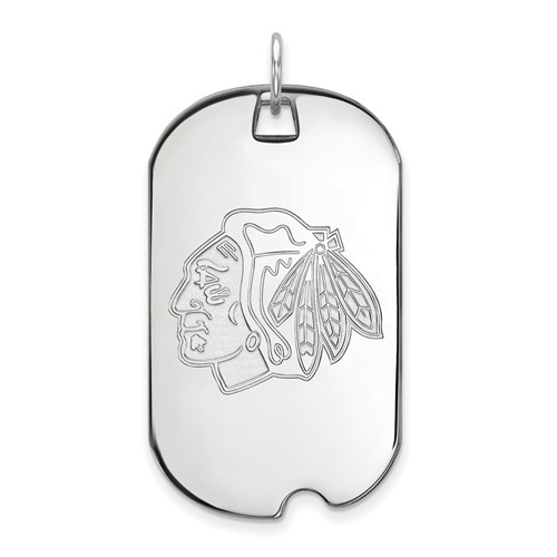 10k White Gold Chicago Blackhawks Dog Tag