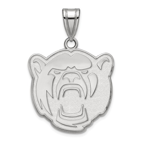 Sterling Silver 3/4in Baylor University Bear Head Pendant