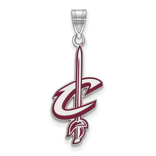 Sterling Silver 1in Cleveland Cavaliers Logo Enamel Pendant