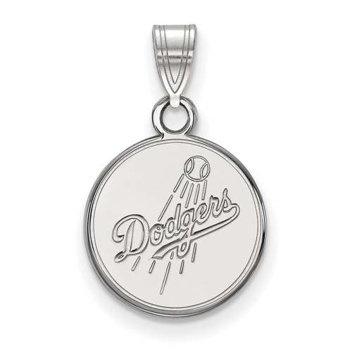 Sterling Silver 1/2in Los Angeles Dodgers Round Pendant