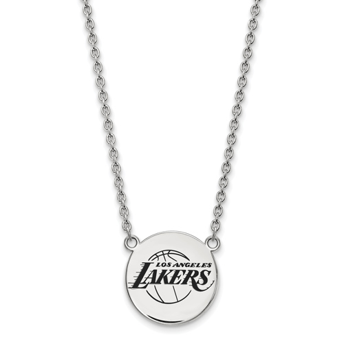 Sterling Silver Los Angeles Lakers Enamel Pendant on 18in Chain