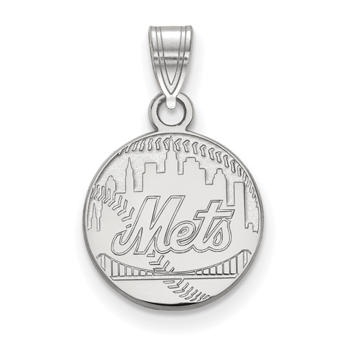 Sterling Silver 1/2in New York Mets Baseball Skyline Pendant