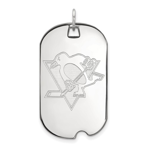 14k White Gold Pittsburgh Penguins Dog Tag