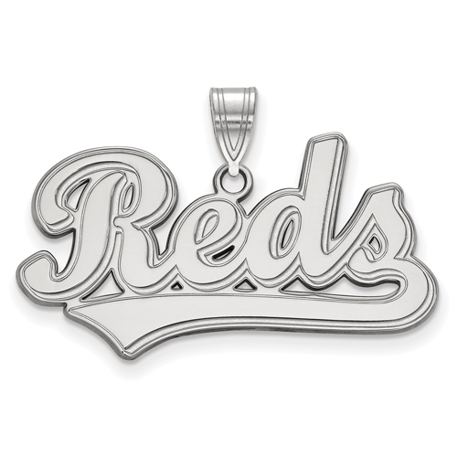 10k White Gold 5/8in Cincinnati Reds Script Pendant