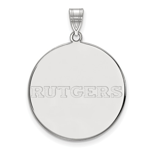14k White Gold Rutgers University Disc Pendant 1in