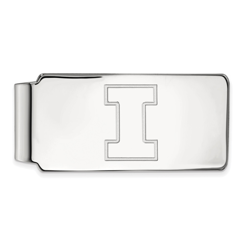 14kt White Gold University of Illinois Block I Money Clip