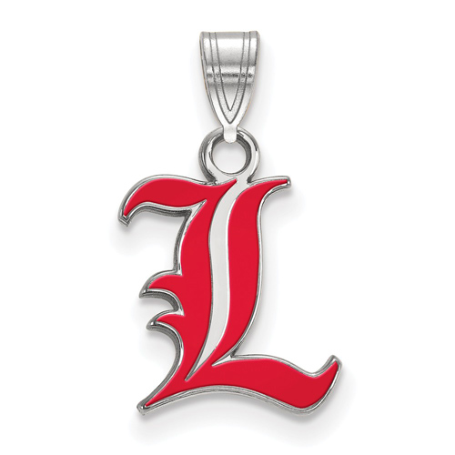 Sterling Silver 1/2in University of Louisville L Enamel Pendant