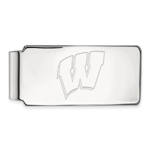 14kt White Gold University of Wisconsin W Money Clip