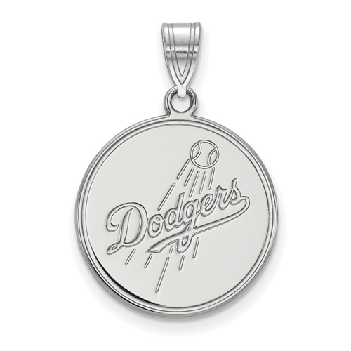 14k White Gold 3/4in Round Los Angeles Dodgers Pendant