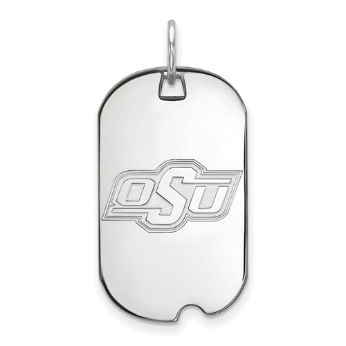 14kt White Gold Oklahoma State University Small Dog Tag