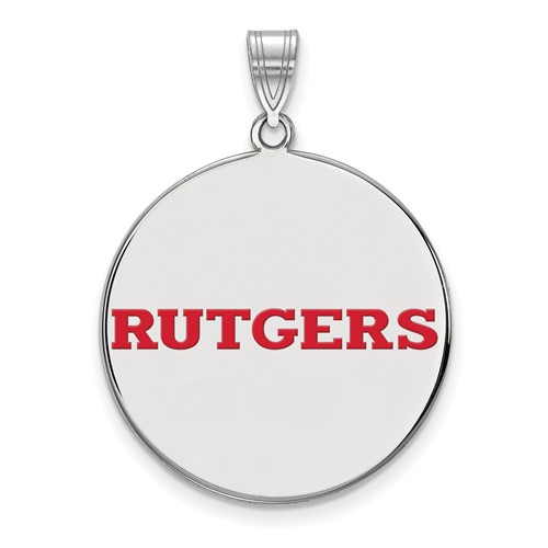 Sterling Silver Rutgers University Enamel Disc Pendant 1in