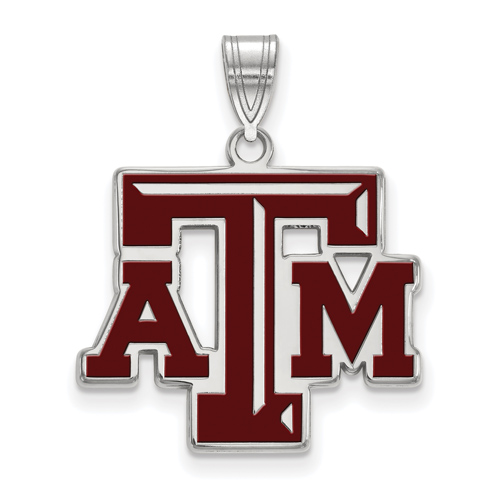 Sterling Silver 3/4in Texas A&M University Enamel Pendant