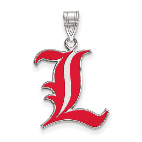 Sterling Silver 3/4in University of Louisville L Enamel Pendant
