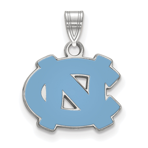 Sterling Silver 1/2in University of North Carolina NC Enamel Pendant