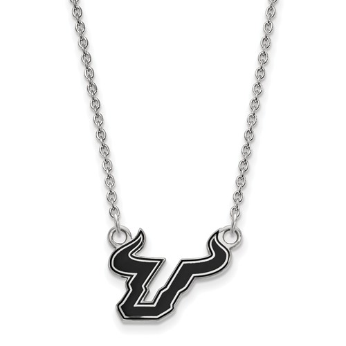 Sterling Silver Univ of South Florida Enamel Bull Horns U Necklace