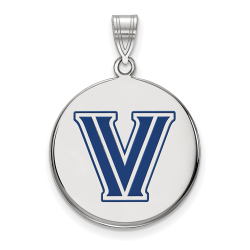 Villanova University Round Enamel Pendant 3/4in Sterling Silver