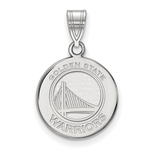 Sterling Silver 5/8in Golden State Warriors Disc Pendant