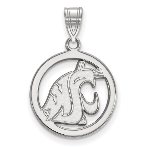 Sterling Silver 5/8in Washington State University Pendant in Circle