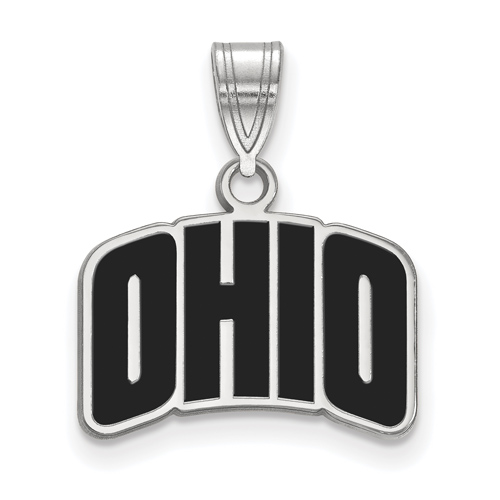 Ohio University Enamel OHIO Pendant 1/2in Sterling Silver