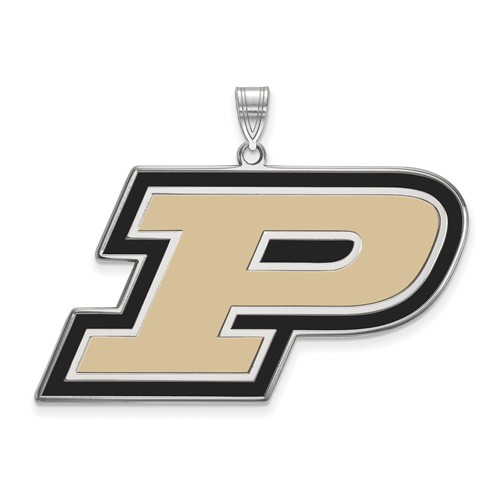Sterling Silver Enamel Purdue University P Pendant 1in 