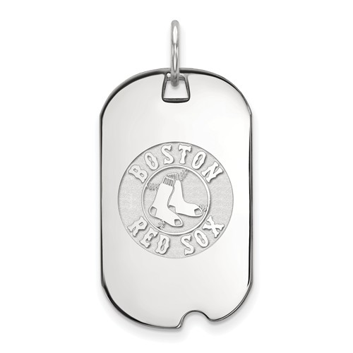 14kt White Gold Boston Red Sox Small Dog Tag