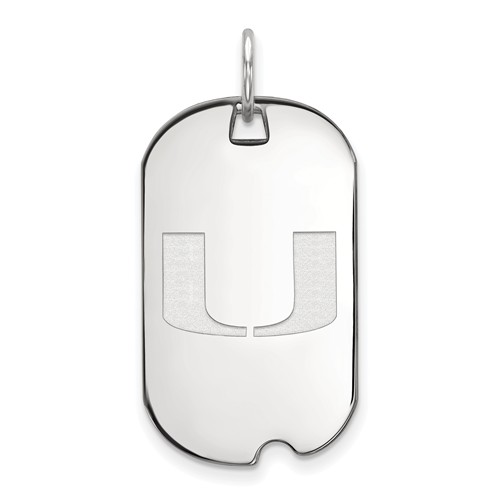 14kt White Gold University of Miami Small Dog Tag