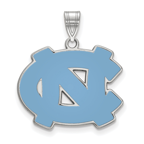 Sterling Silver 3/4in University of North Carolina NC Enamel Pendant