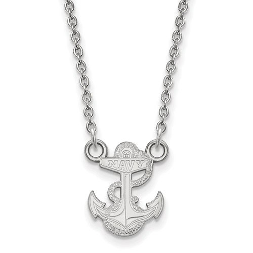 United States Naval Academy Anchor Necklace 10k White Gold