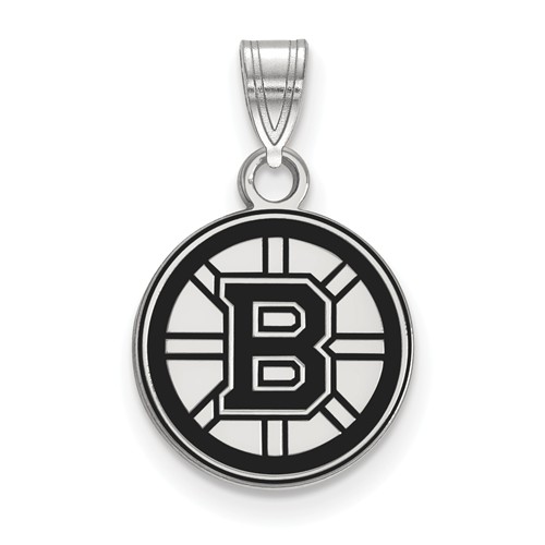 Sterling Silver 1/2in Boston Bruins Enamel Pendant
