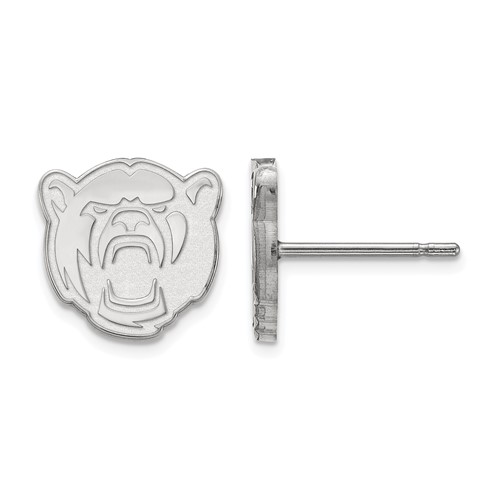 10k White Gold Baylor University Extra Small Bear Head Earrings