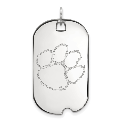 Sterling Silver 1 1/2in Clemson University Dog Tag