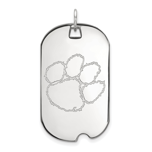 14kt White Gold 1 1/2in Clemson University Dog Tag