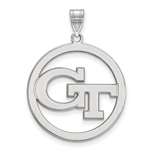 Sterling Silver Georgia Tech Circle Pendant 1in