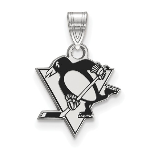 Sterling Silver 1/2in Pittsburgh Penguins Enamel Pendant