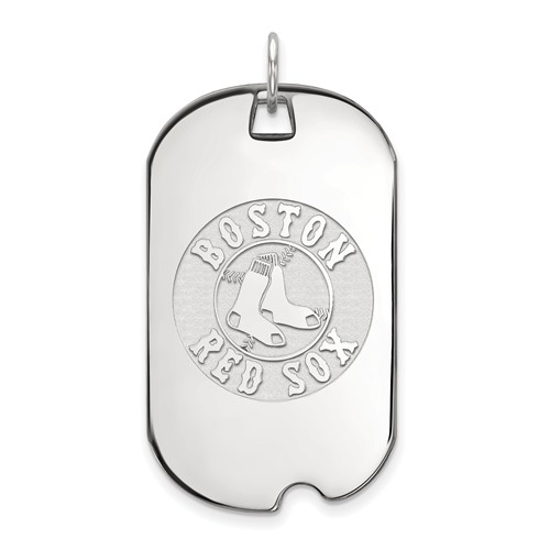 14kt White Gold Boston Red Sox Large Dog Tag