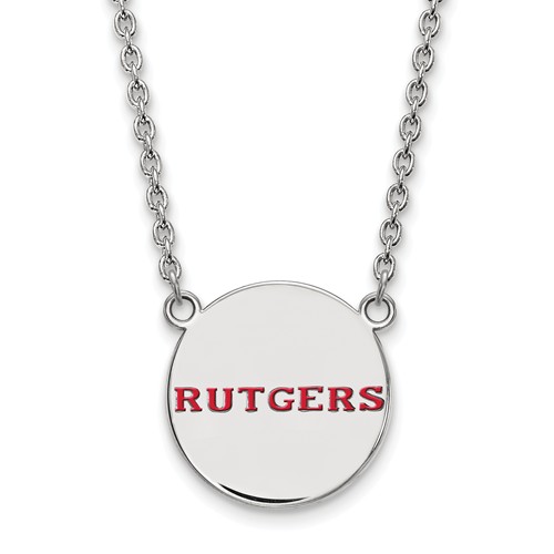 Sterling Silver Rutgers University Round Enamel Necklace
