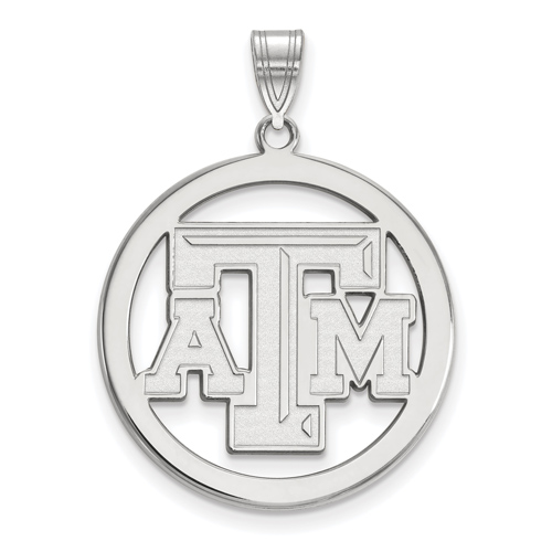 Sterling Silver 1in Texas A&M University Logo Pendant in Circle