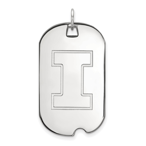 10kt White Gold University of Illinois Dog Tag Pendant