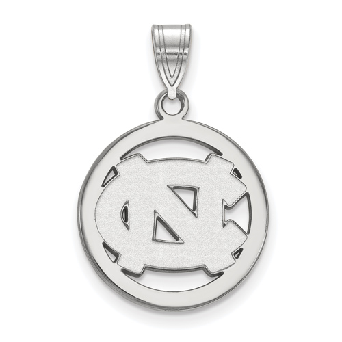 Silver 5/8in University of North Carolina NC Pendant in Circle