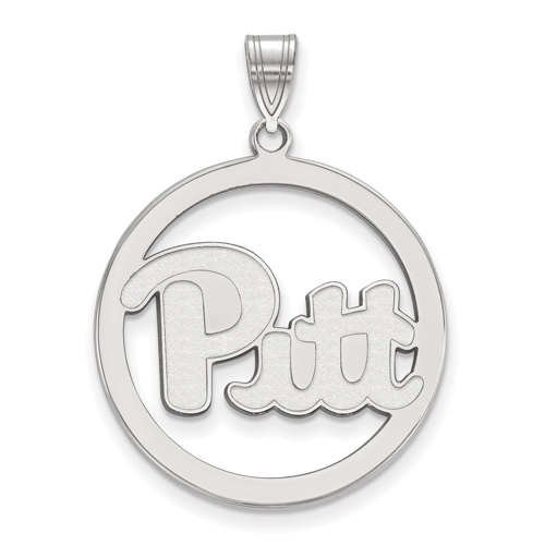 Sterling Silver 1in University of Pittsburgh Logo Pendant in Circle