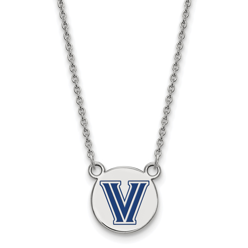  Sterling Silver Villanova University Enamel Logo Necklace 1/2in