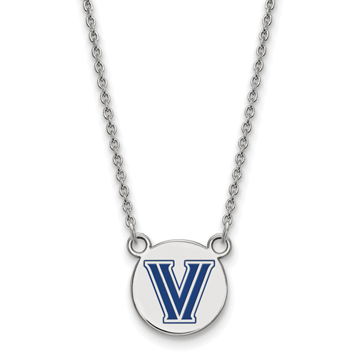  Sterling Silver Villanova University Enamel Logo Necklace 1/2in