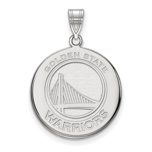 Sterling Silver Golden State Warriors 7/8in Disc Pendant