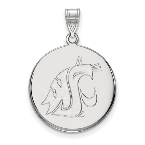 Sterling Silver 3/4in Washington State University  Disc Pendant