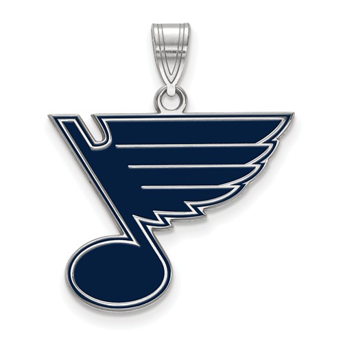 Sterling Silver 3/4in St. Louis Blues Enamel Pendant