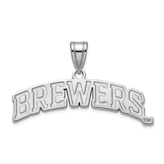 10k White Gold 3/4in Milwaukee Brewers Logo Pendant