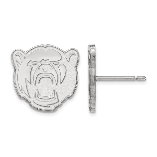 10k White Gold Baylor University Bear Head Earrings