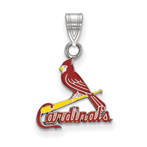 Sterling Silver 1/2in St. Louis Cardinals Enamel Bird Pendant